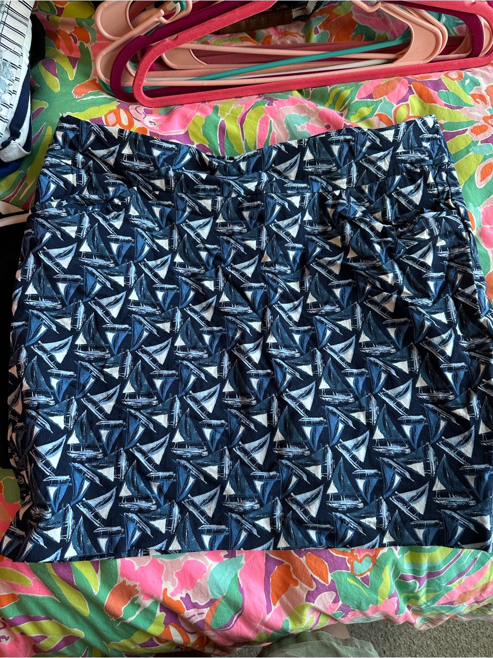 Navy Sailboat Print Women’s Skort